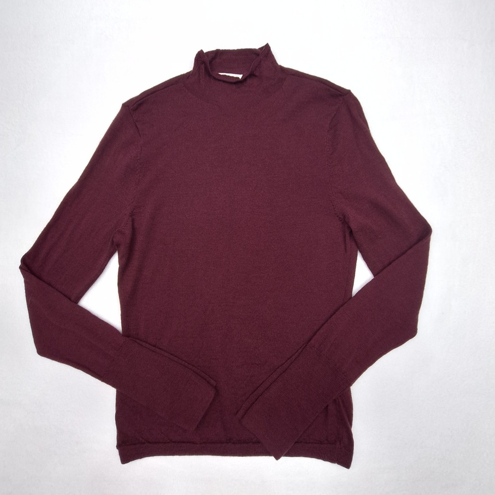 Abercrombie & Fitch Sweater Womens Small Burgundy Merino Wool Mock Neck Layer